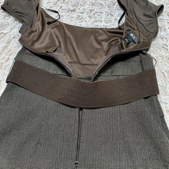 BCX brown dress vintage style bodycon  short sleeve with belt dress size 7 - Picture 13 of 13